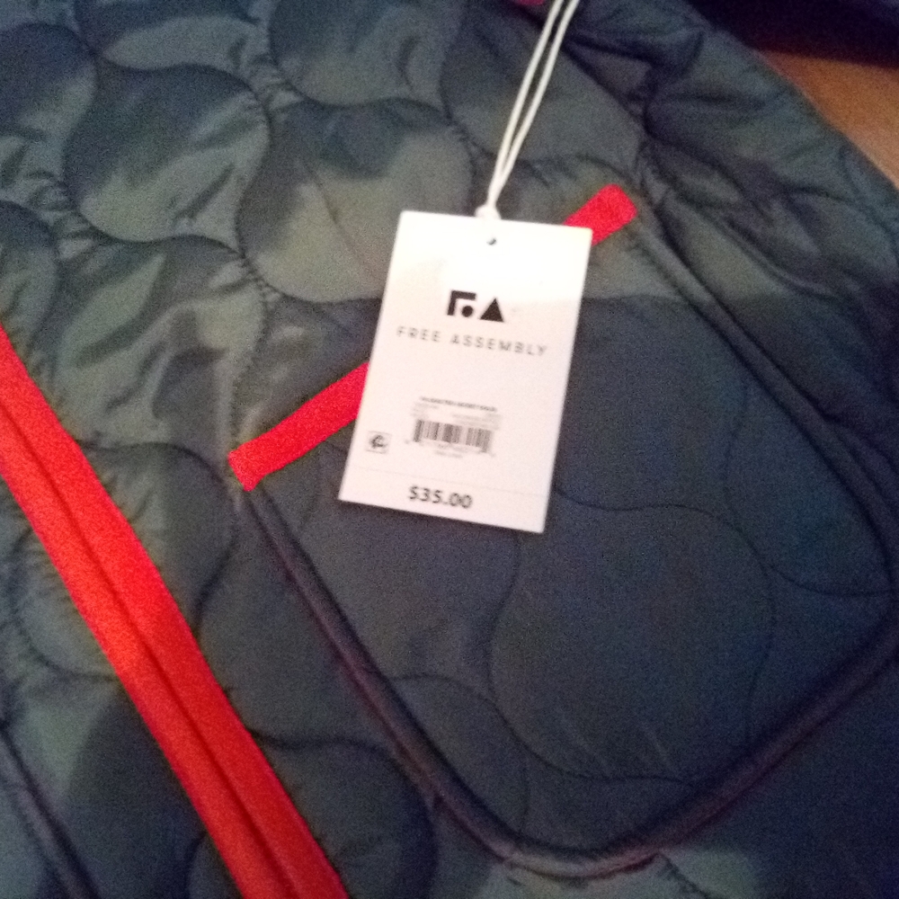 Gray and Red Quilted Jacket - Picture 2 of 4